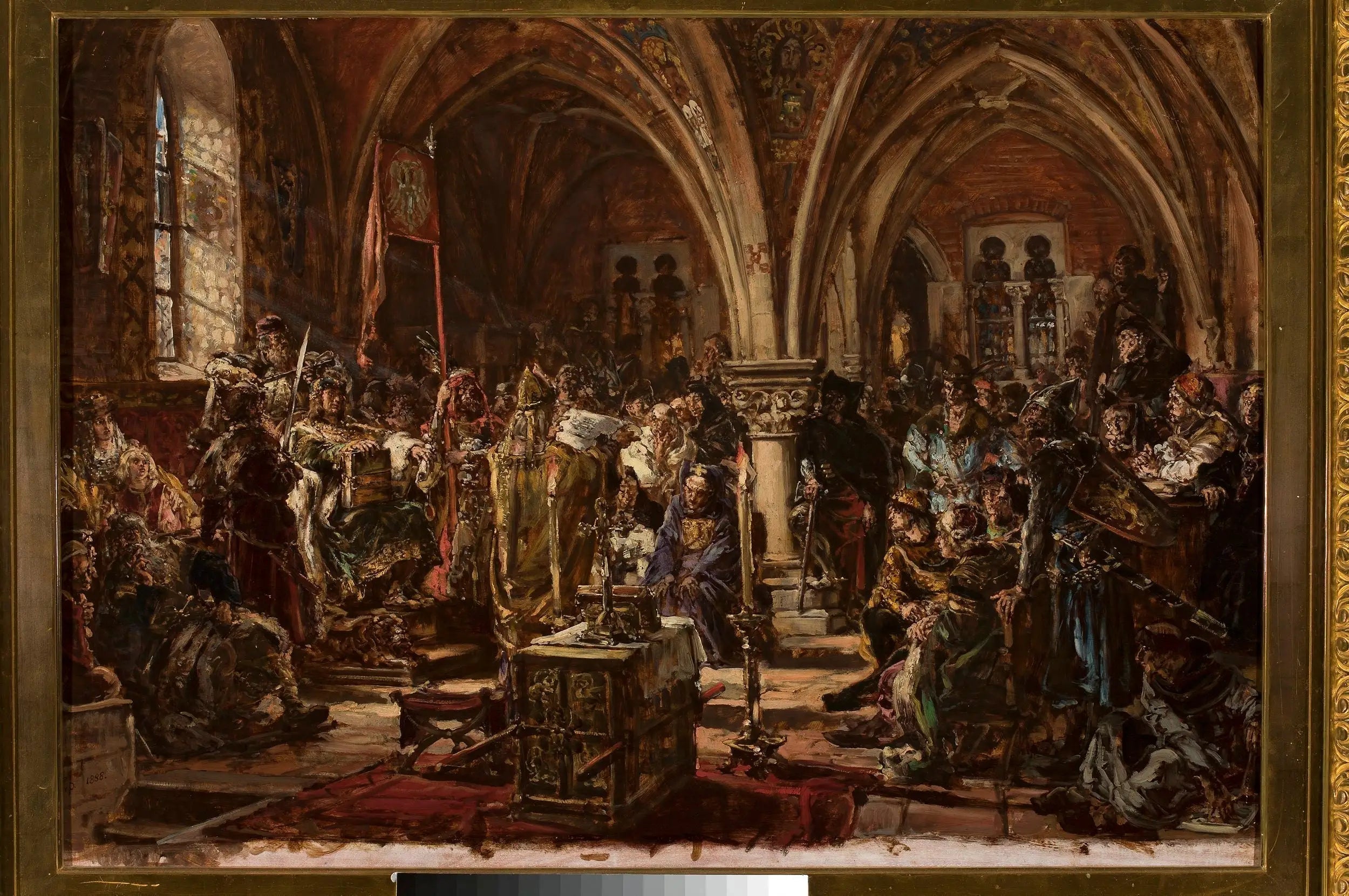 Le premier Parlement de Łęczyca, de la série « Histoire de la civilisation en Pologne » - Jan Matejko image 1 copie de tableau peinte à la main