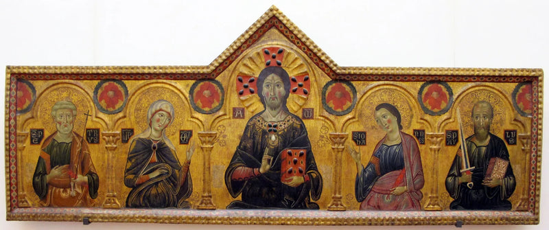 Frälsaren mellan Jungfru Maria och tre helgon - Cosimo Rosselli