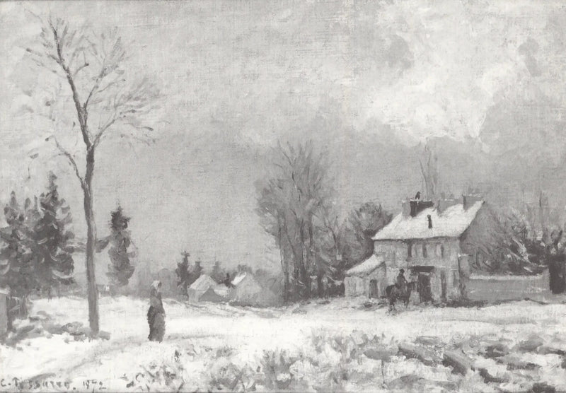 Poststationen, väg till Versailles, Louveciennes, snö - Camille Pissarro
