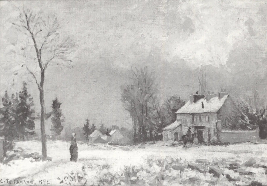 Poststationen, väg till Versailles, Louveciennes, snö - Camille Pissarro