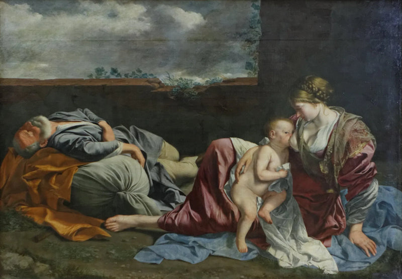 Sankt Familjs vila under flykten till Egypten - Orazio Gentileschi