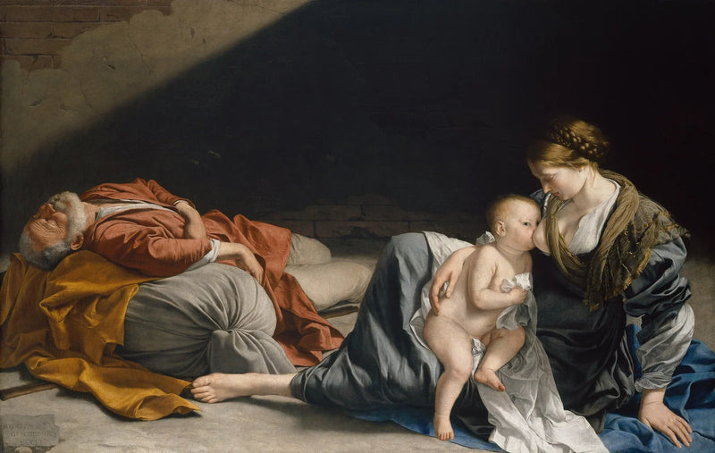 Den heliga familjens vila under flykten till Egypten - Orazio Gentileschi