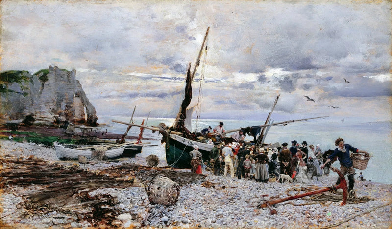 Returnen av fiskebåtarna, Étretat - Giovanni Boldini