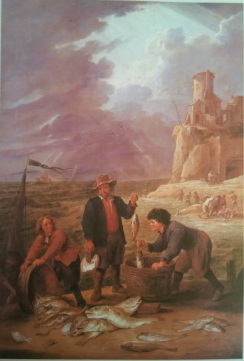 Fiskarnas återkomst med sina fångster - David Teniers den yngre