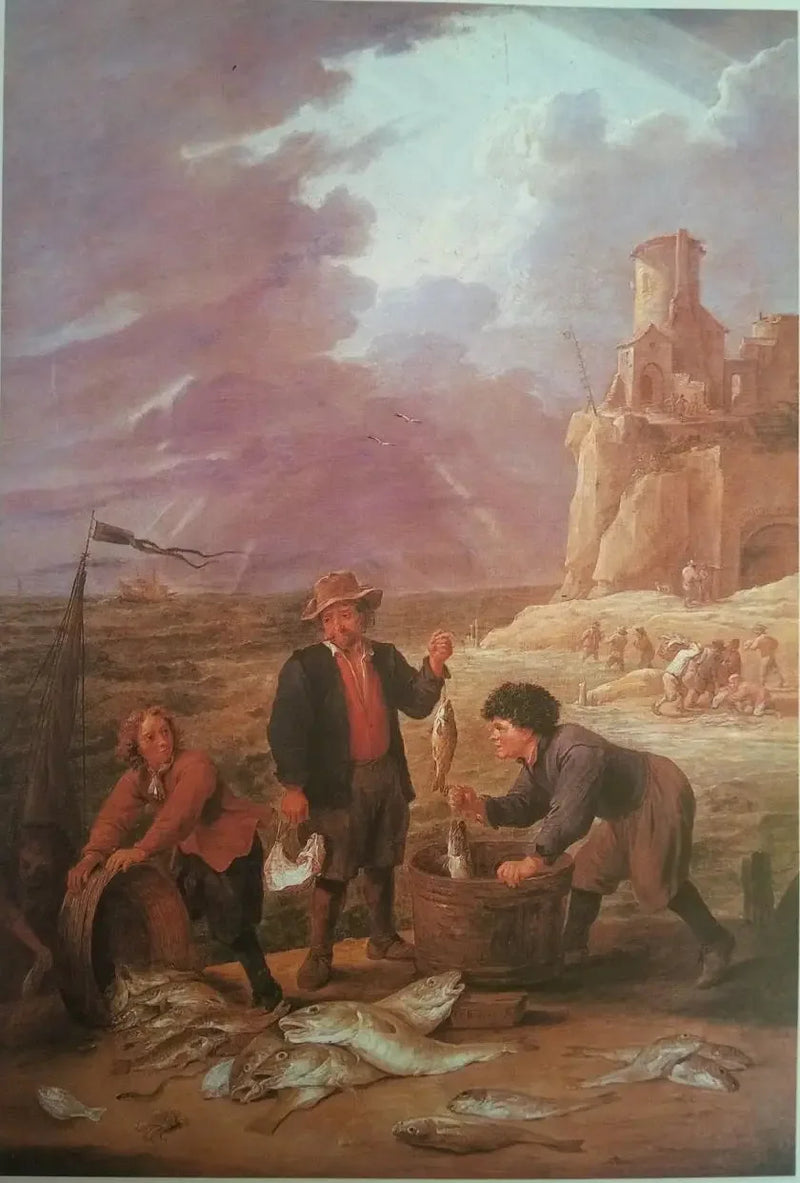 Fiskarnas återkomst med sina fångster - David Teniers den yngre