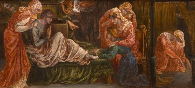 Dantes dröm på Beatrices dödsdag (första scen, högra panelen) - Dante Gabriel Rossetti