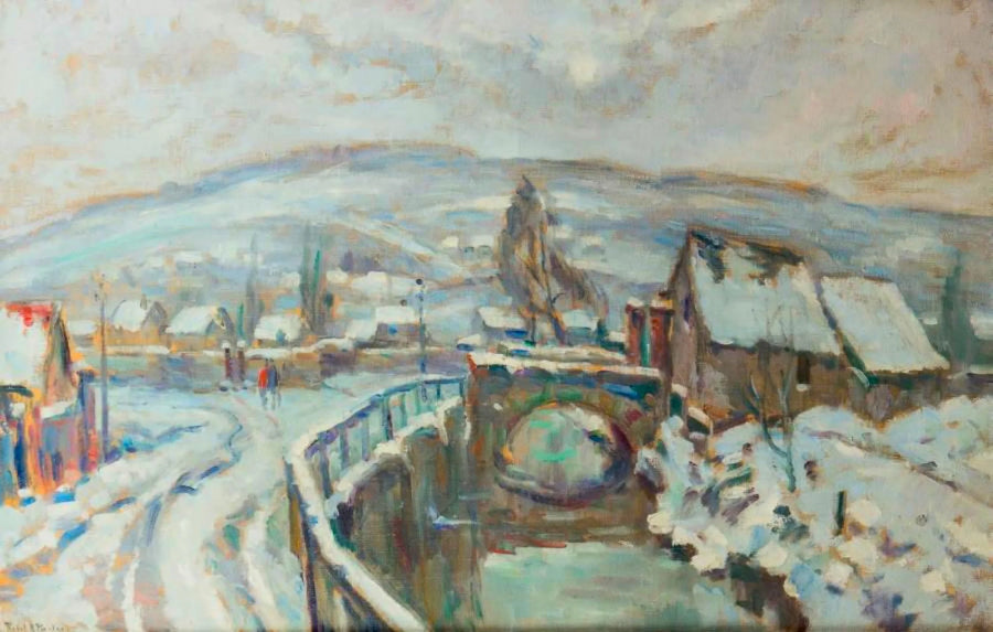 Robec under snön runt Rouen - Robert Antoine Pinchon