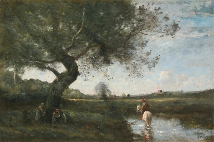 Strömmen vid den vita hästen - Jean-Baptiste Camille Corot