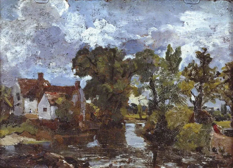 Mölkens bäck. Baksida: Nattlig scen med bro - John Constable