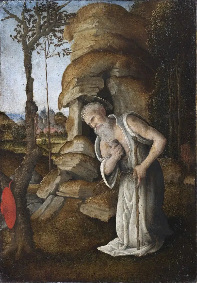 Den helige Jerome som straffar sig i öknen - Filippino Lippi