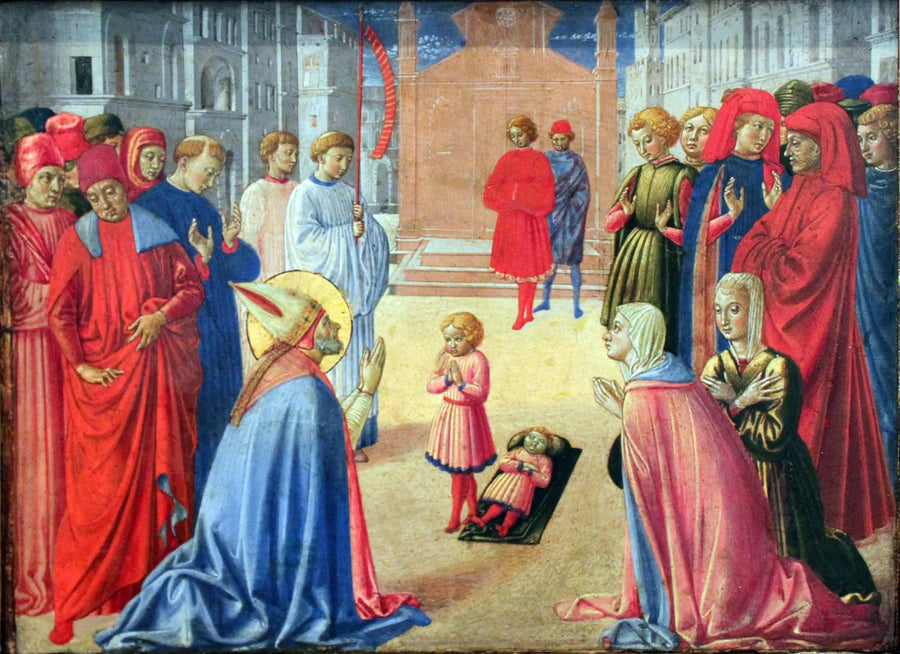 Den helige Zénobe återuppväcker en död pojke - Benozzo Gozzoli