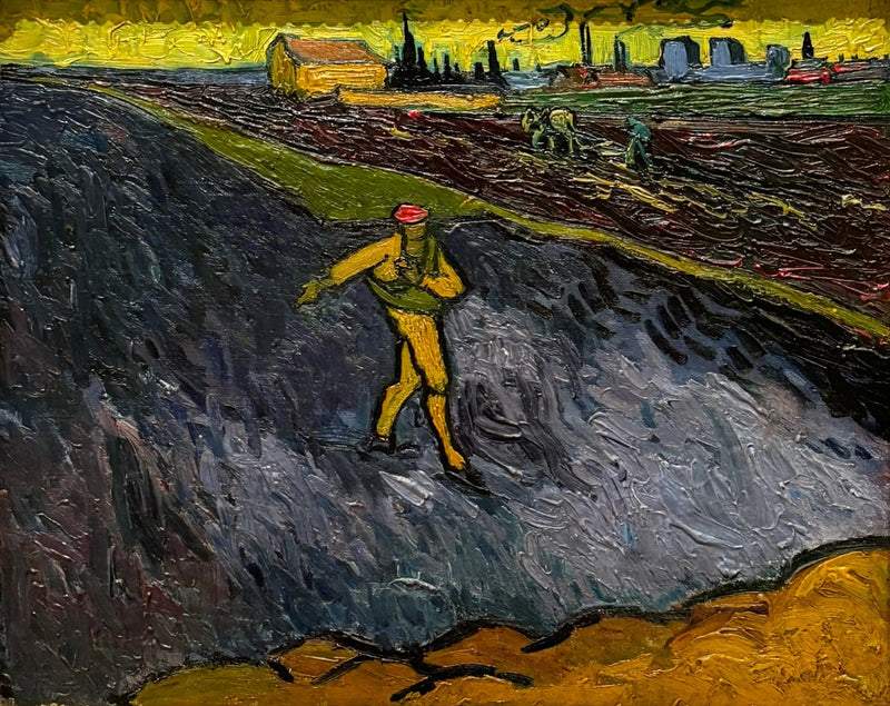 Såningsmannen: omgivningarna kring Arles i bakgrunden - Vincent van Gogh