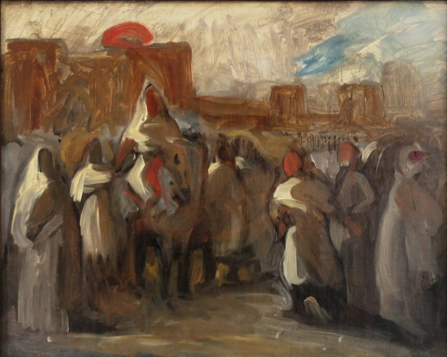 Marockos sultan Moulay Abd-er-Rahmane tar emot greve de Mornay, Frankrikes ambassadör - Eugène Delacroix