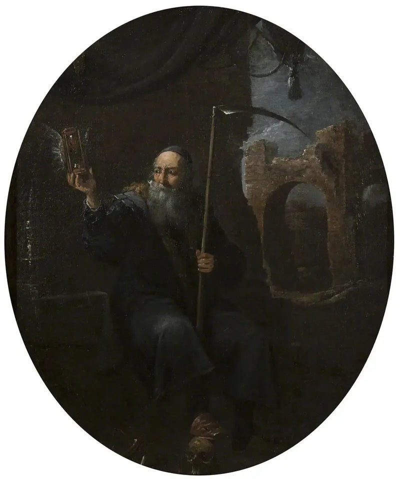 Tiden som en gammal man med lie och en vingad sandklocka - David Teniers den yngre