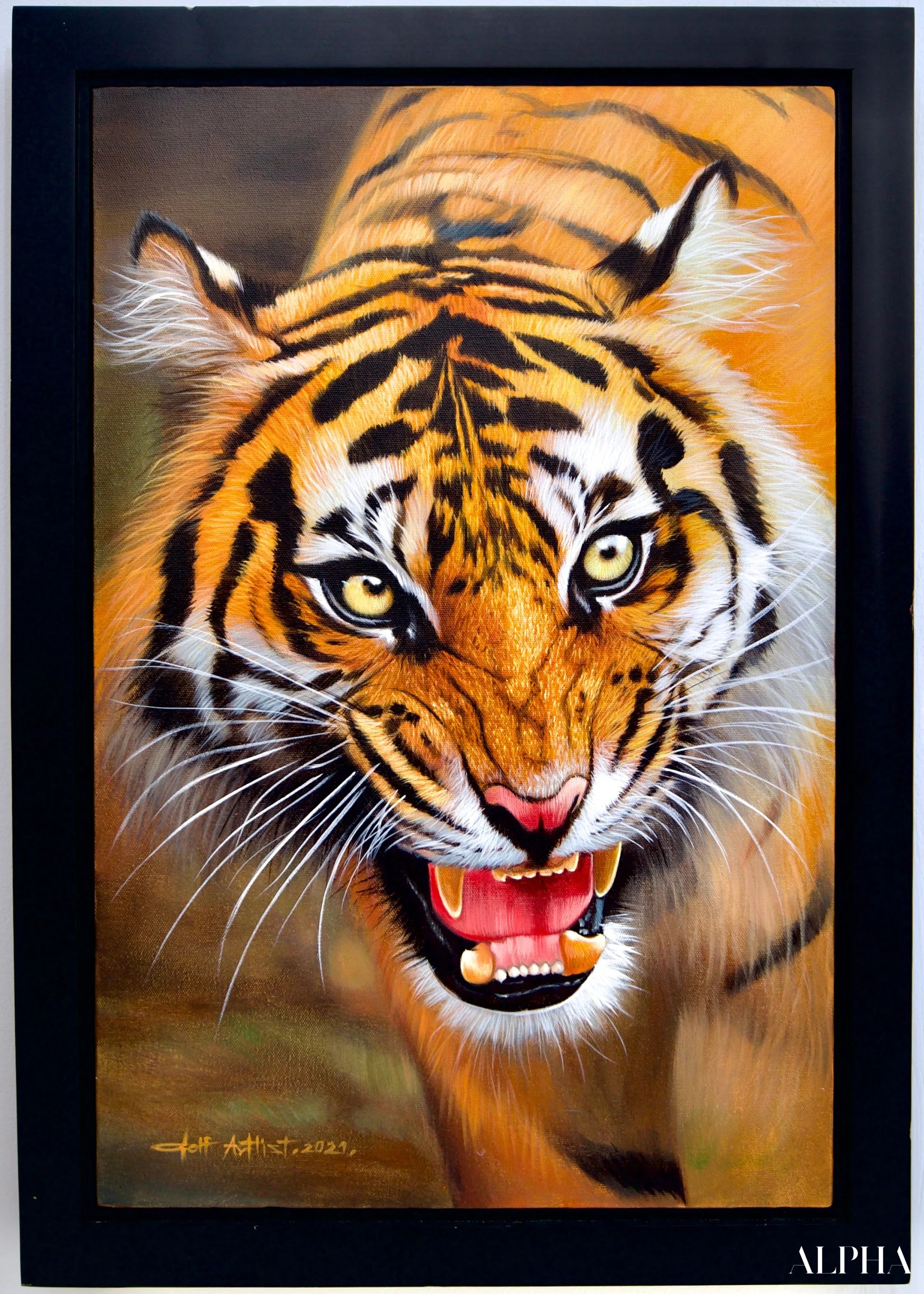 The Protective Tiger - Khanitha | 40 x 60 cm Reproductions de tableaux à la peinture à l’huile