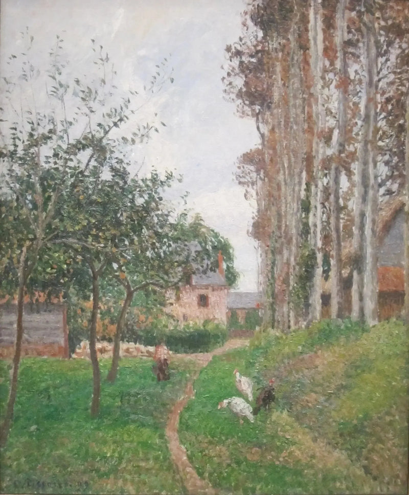 Äppelträdgården vid Manoir d'Ango med höns, Varengeville - Camille Pissarro