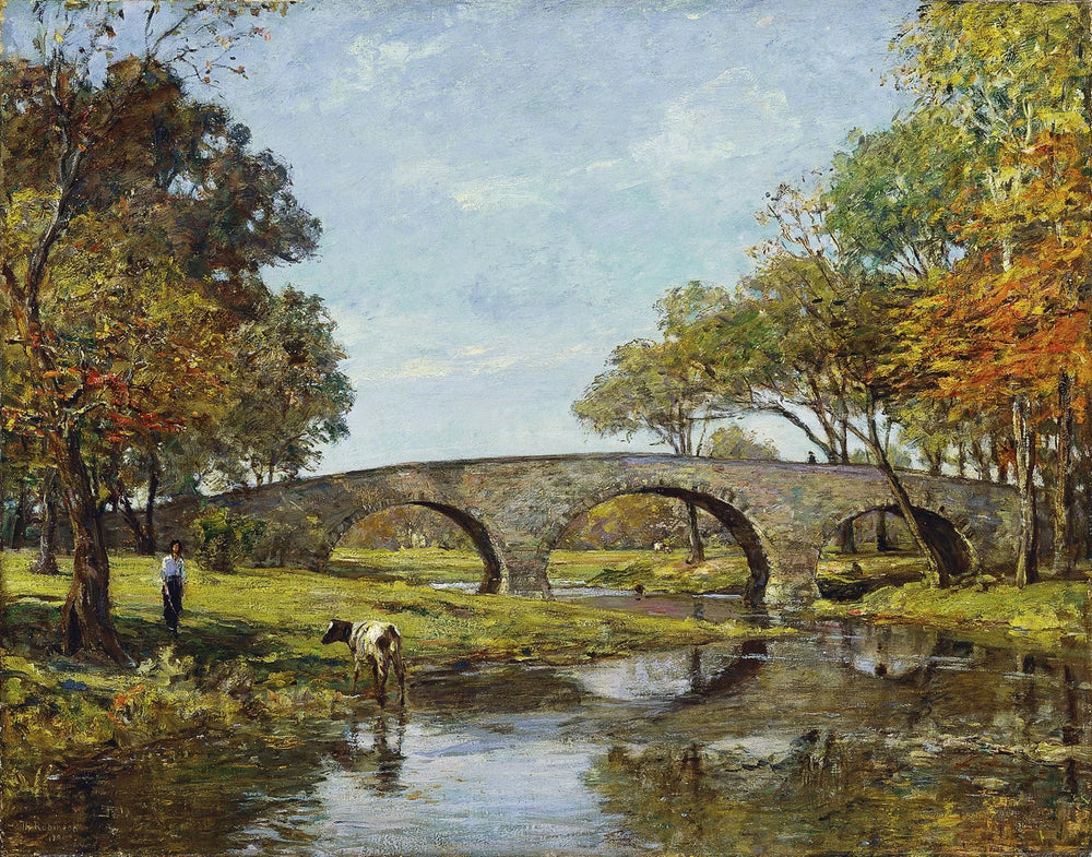 Le vieux pont - Theodore Robinson image 1 reproduction de peinture à l’huile