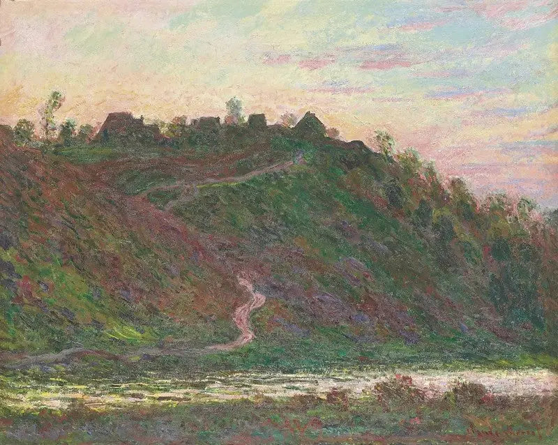 Byn La Roche-Blond i solnedgången - Claude Monet