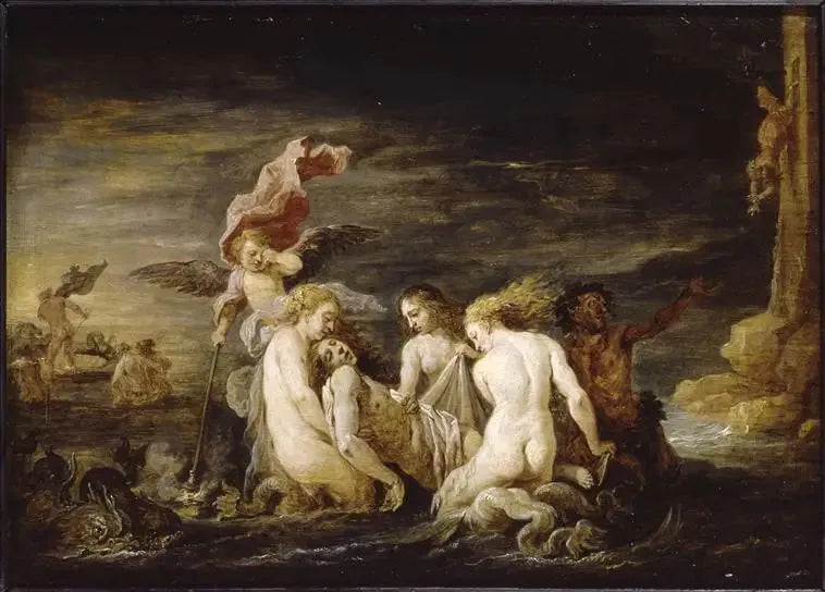 Léandre drunknad återfunnen av Nereiderna - David Teniers den yngre