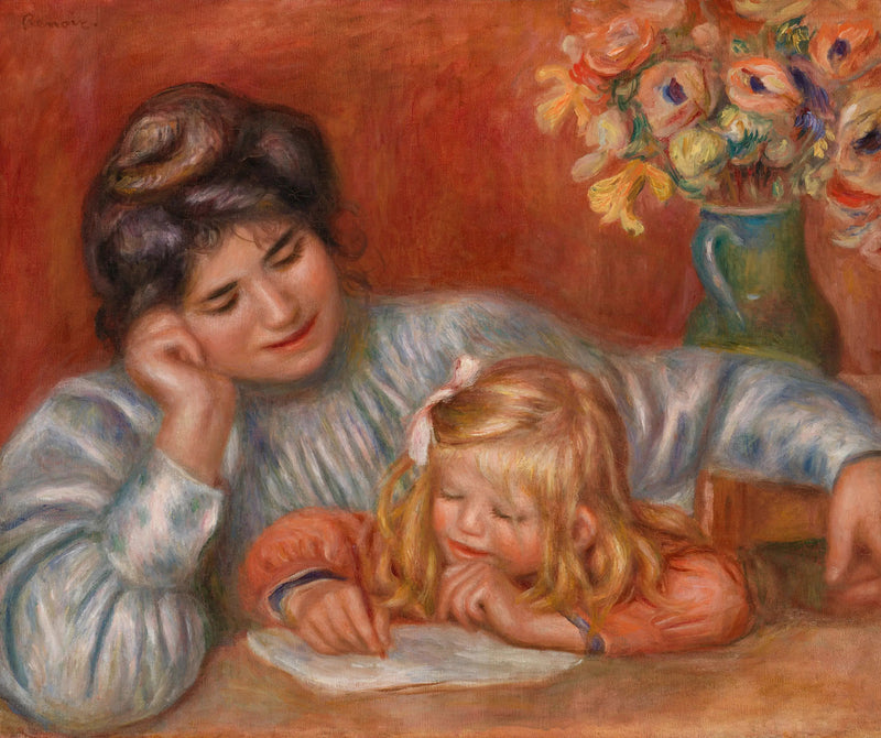 Skrivlektion (Skrivlektionen) - Pierre-Auguste Renoir