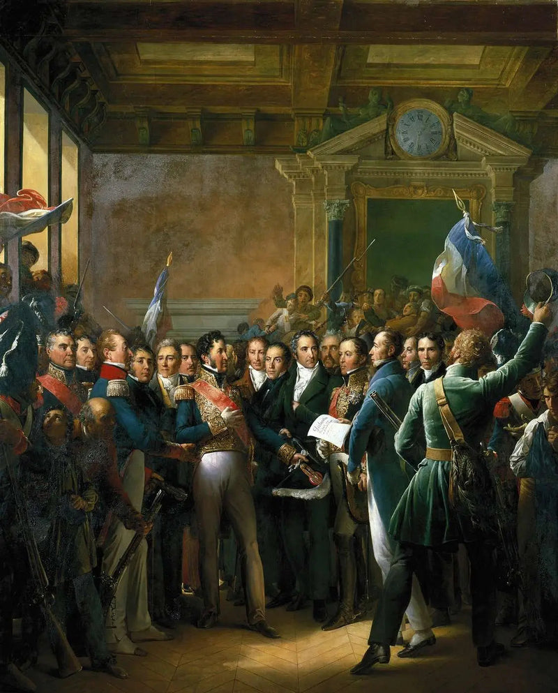 Läsning vid Paris stadshus av deputerades deklaration och hertigen av Orléans proklamation, generalstabschef för riket (31 juli 1830) - François Gérard
