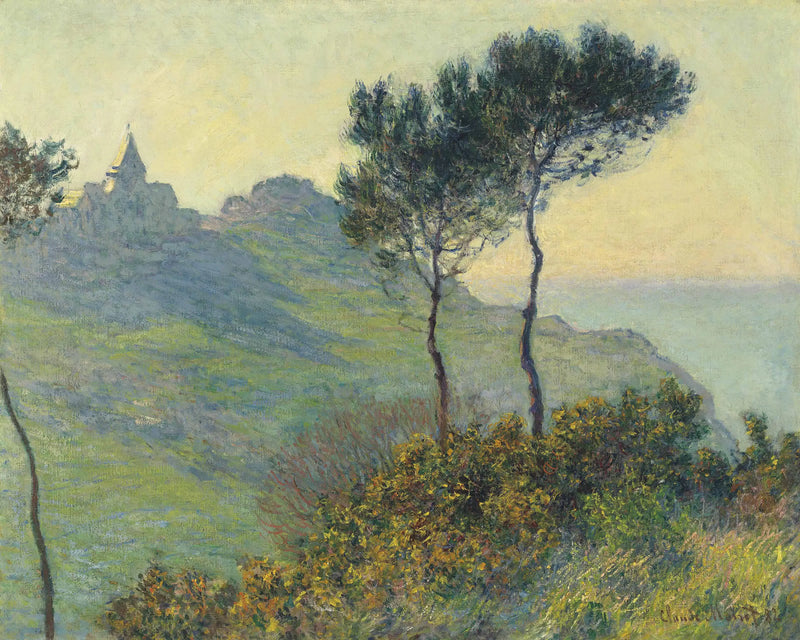 Varengeville-kyrkan, solnedgång - Claude Monet