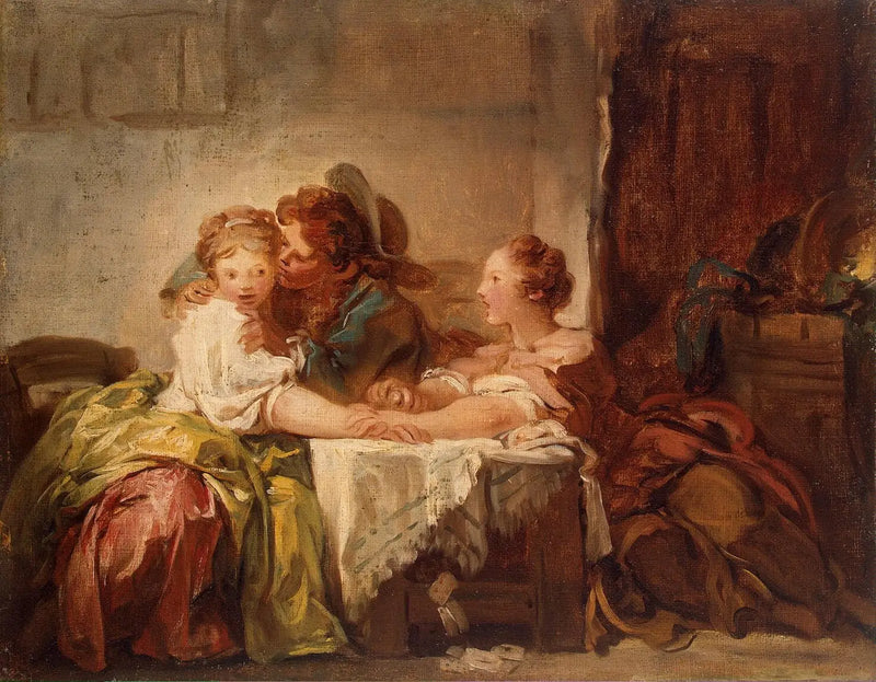 Den förlorade utmaningen eller kyssen vunnen - Jean-Honoré Fragonard