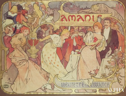 Les Amants - Mucha - Reproductions de tableaux et peintures haut de gamme