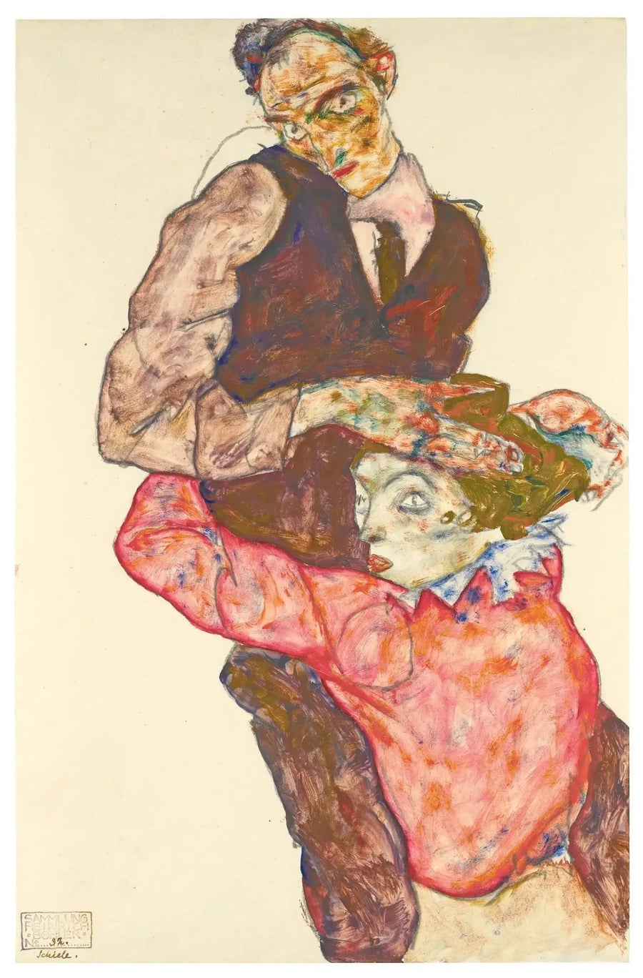 De älskande (Självporträtt med Wally) - Egon Schiele