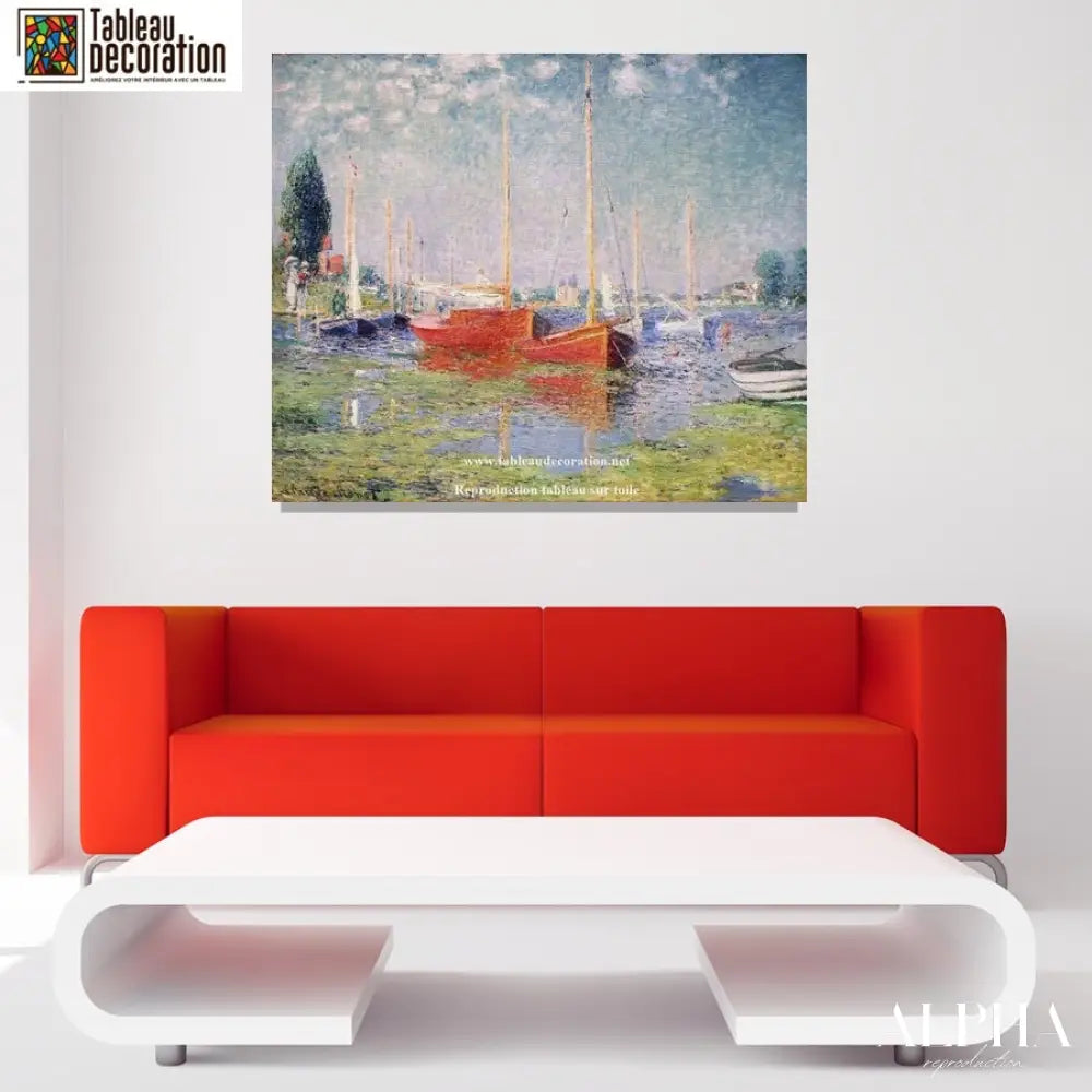 Les bateaux rouges, Argenteuil - Claude Monet - Reproductions de tableaux et peintures haut de gamme