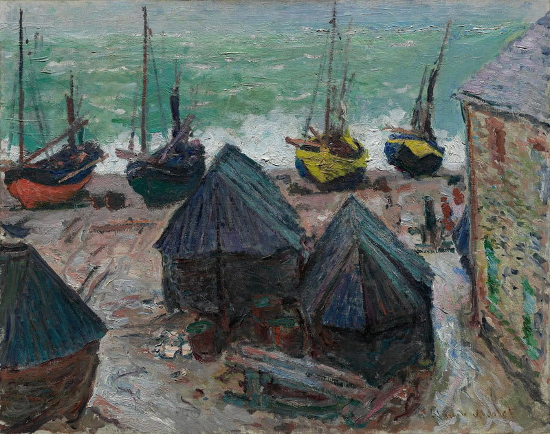 Båtarna på stranden i Étretat - Claude Monet