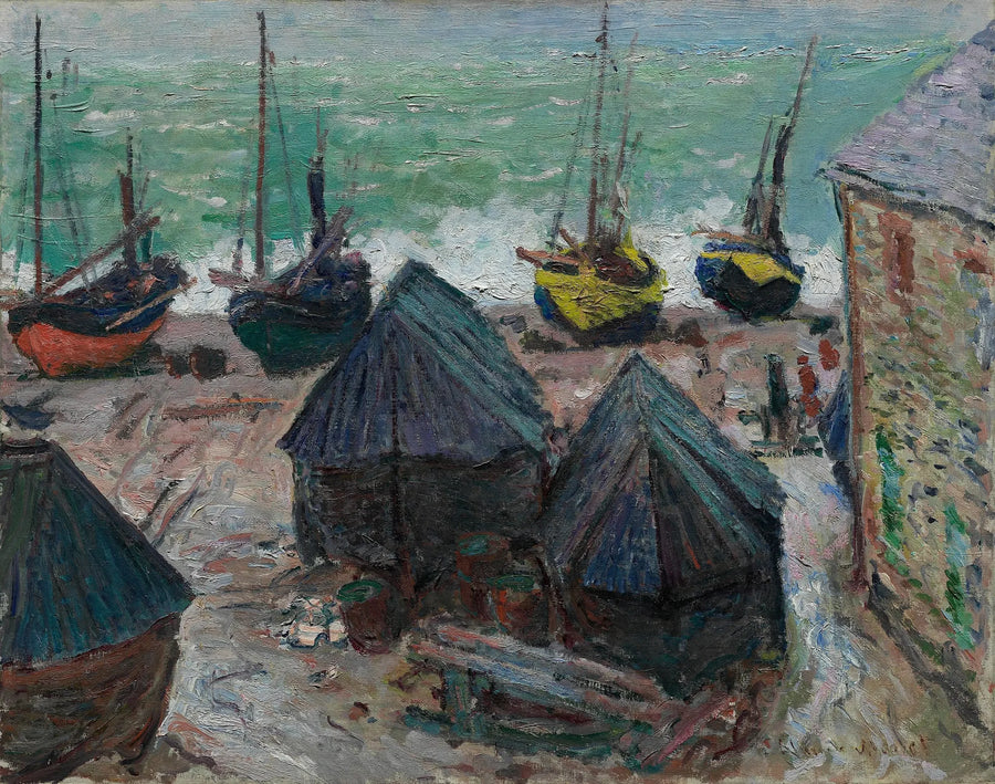 Båtarna på stranden i Étretat - Claude Monet
