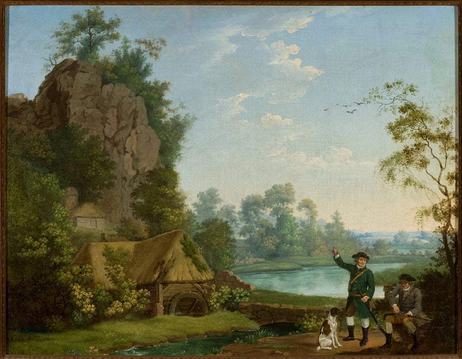 Jägare nära kvarnen, med utsikt över Creswell Crags - George Stubbs