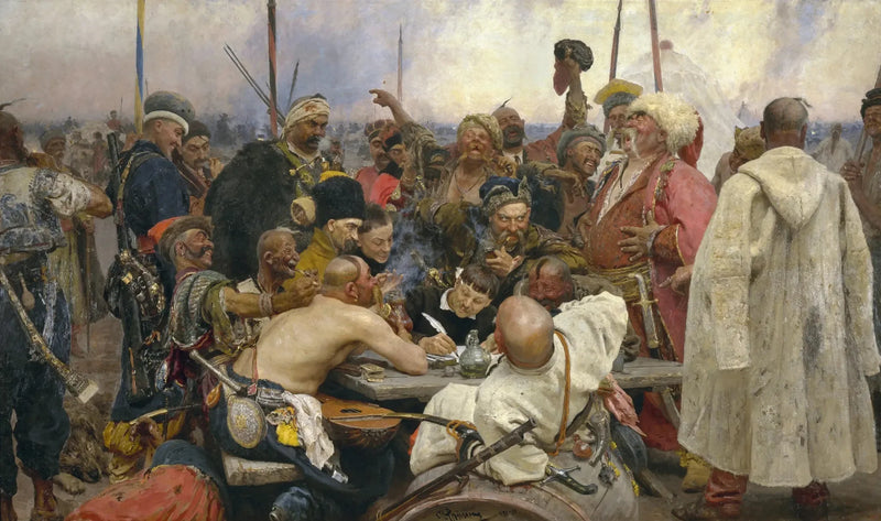 Zaporogiska kosacker som skriver ett brev till sultanen av Turkiet - Ilya Repin