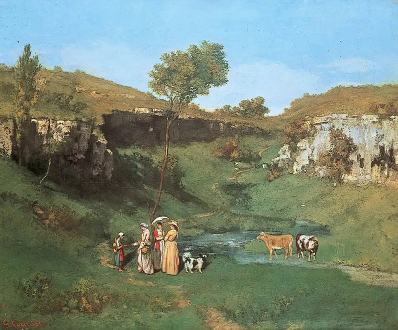 Flickorna i byn - Gustave Courbet