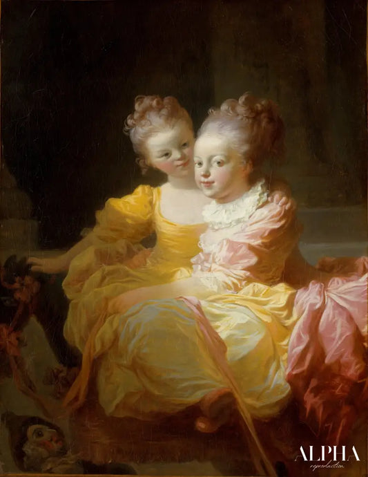 Les deux soeurs - Jean-Honoré Fragonard - Reproductions de tableaux et peintures haut de gamme