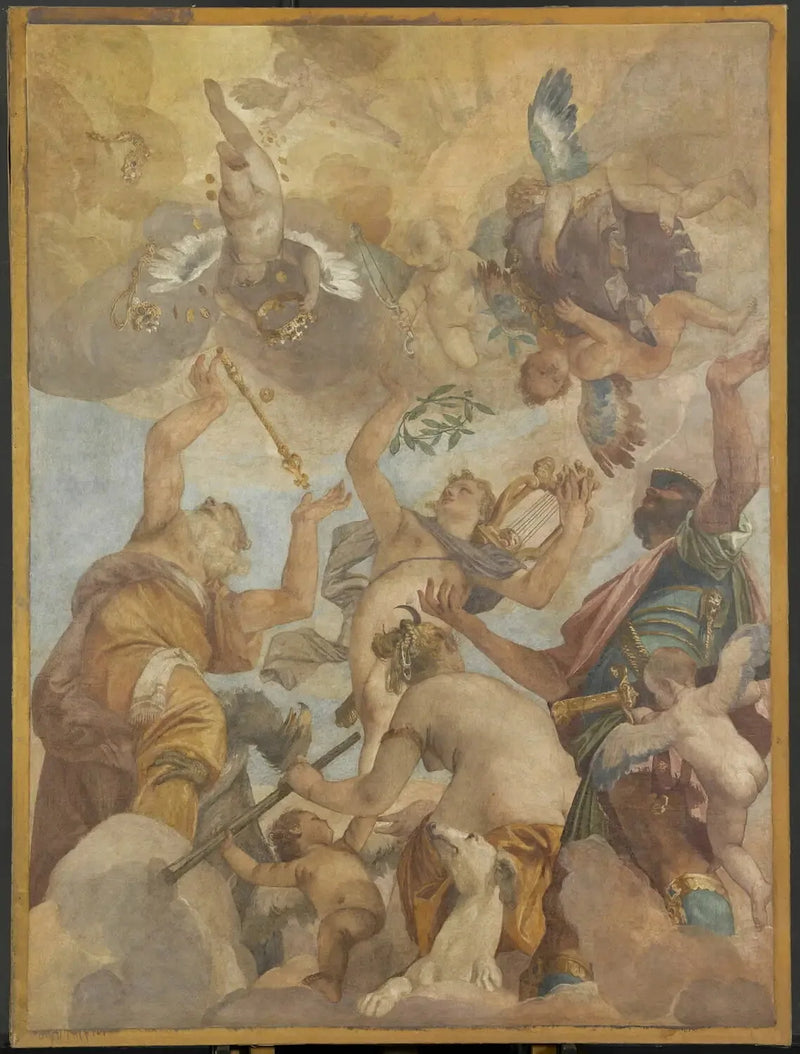 Gudarna på Olympen: Jupiter, Apollon, Diana och Mars - Paul Véronèse