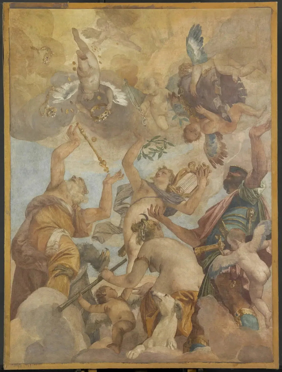 Gudarna på Olympen: Jupiter, Apollon, Diana och Mars - Paul Véronèse
