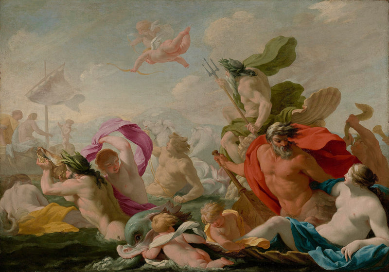 Havsgudar som hyllar Kärleken - Eustache Le Sueur
