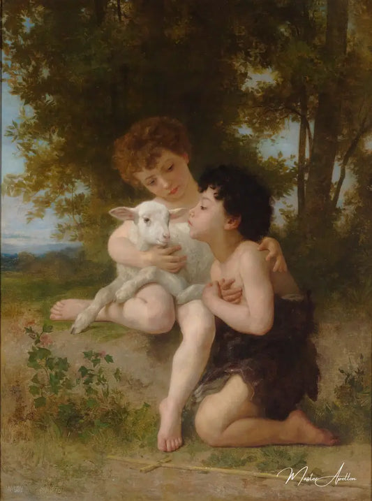 Les Enfants à L’Agneau - William Bouguereau Reproductions de tableaux à la peinture à l’huile