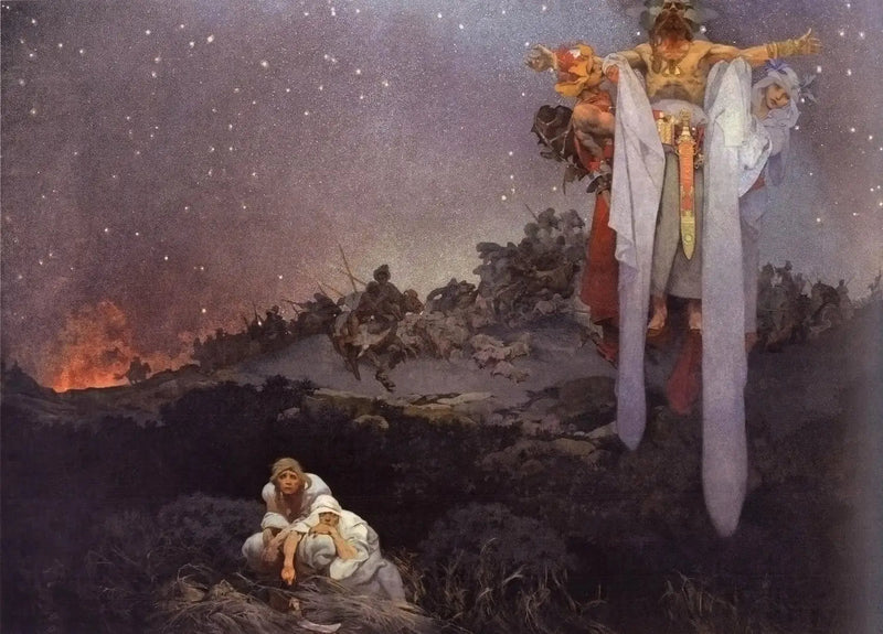 Slavar i deras förhistoriska plats - Alphonse Mucha