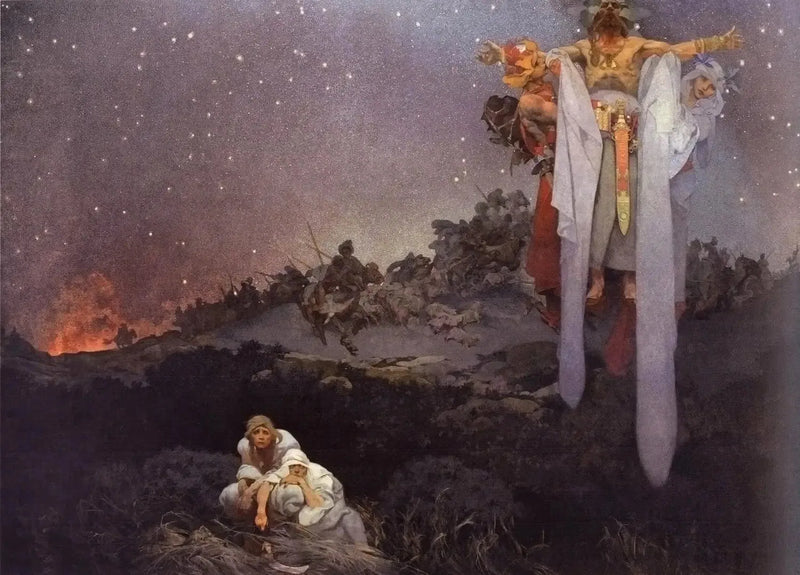 Slavar i deras förhistoriska plats - Alphonse Mucha