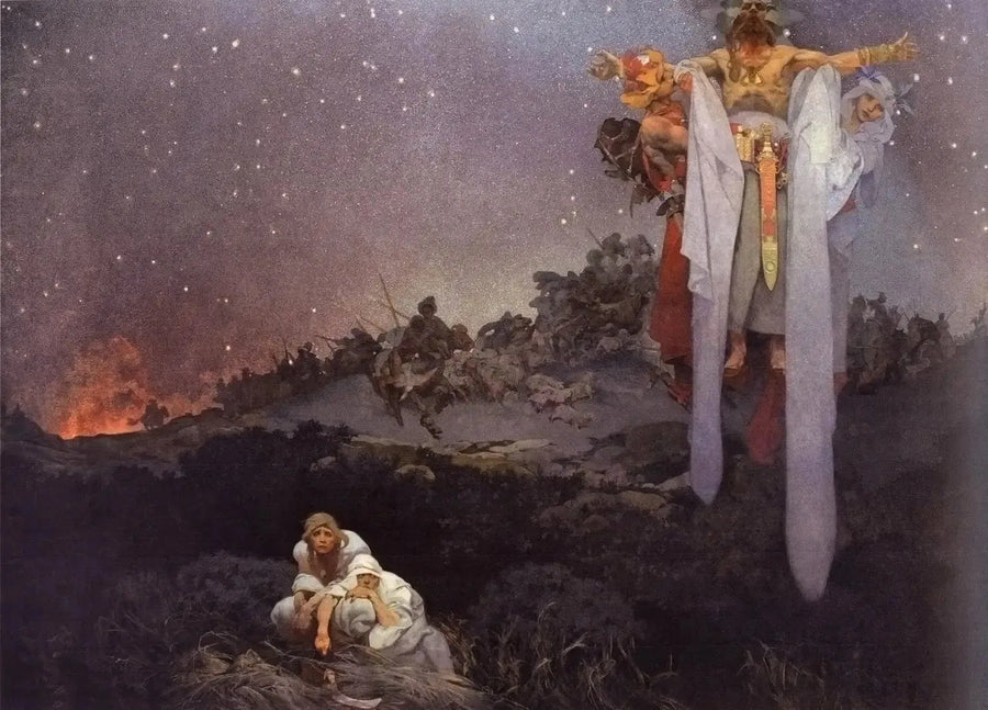 Slavar i deras förhistoriska plats - Alphonse Mucha