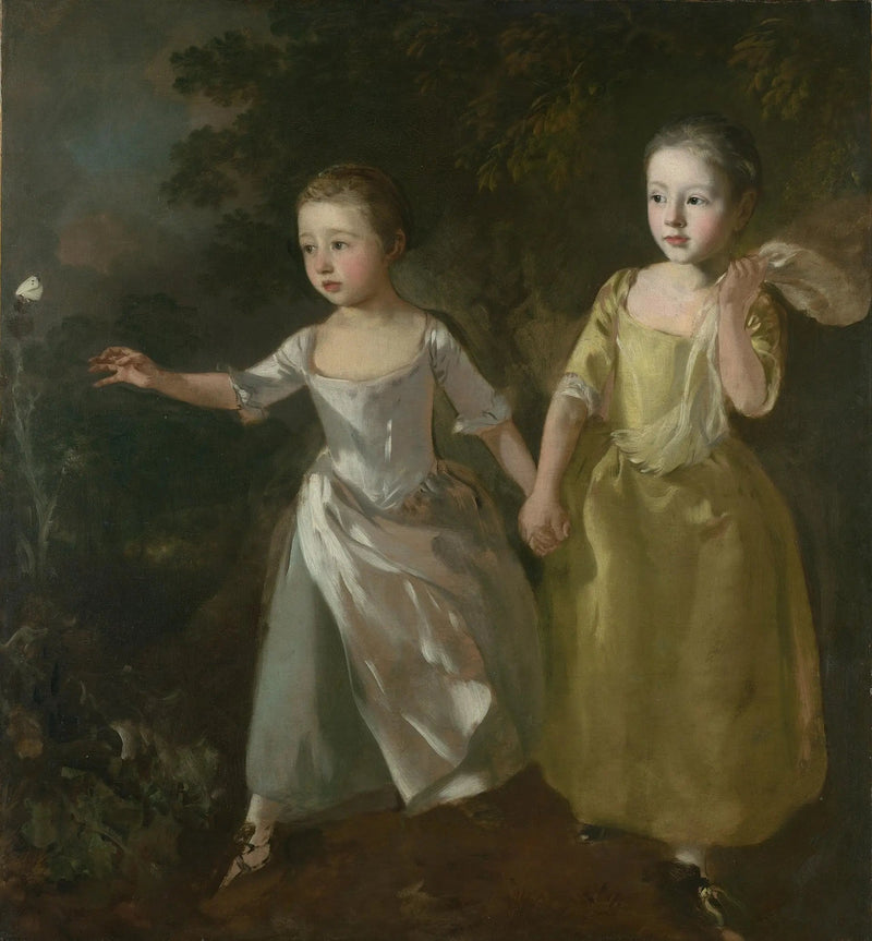 Målningens flickor på jakt efter fjärilar - Thomas Gainsborough
