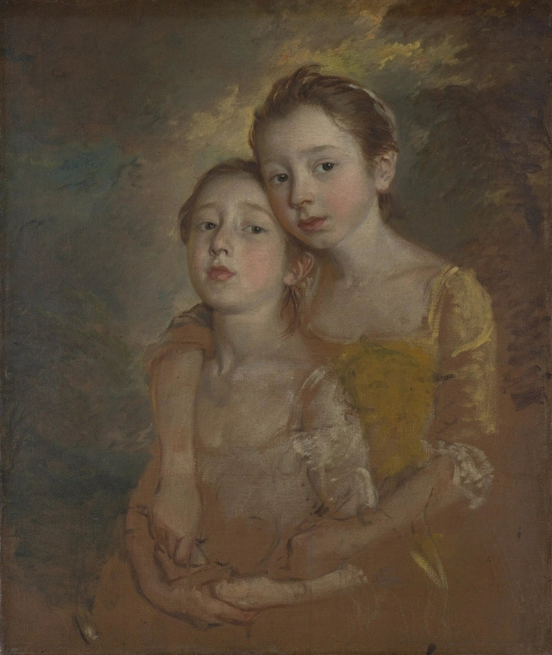 Målning av flickorna med en katt - Thomas Gainsborough