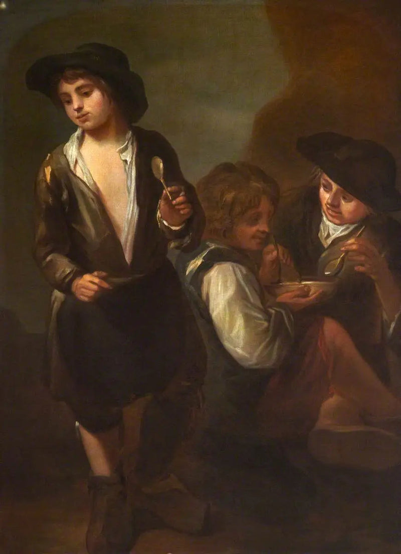 Gatorna barn äter (diptyk, vänstra panelen) - Bartolomé Esteban Murillo