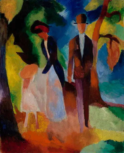 Människor vid en blå sjö - August Macke