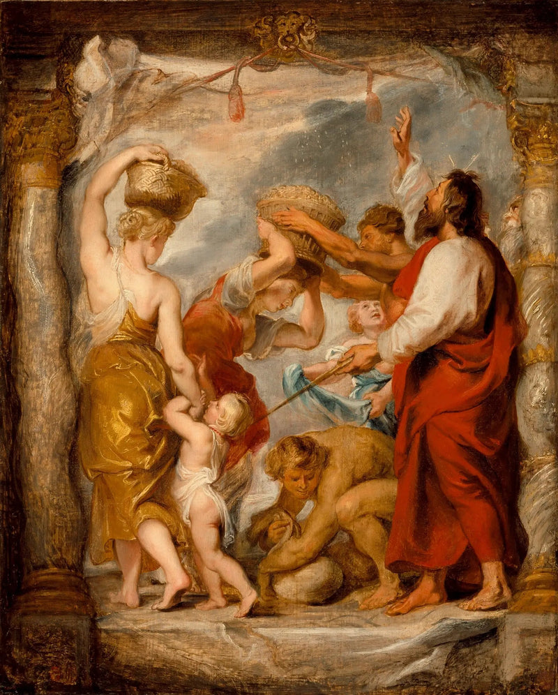 Israelerna samlar manna i öknen - Peter Paul Rubens