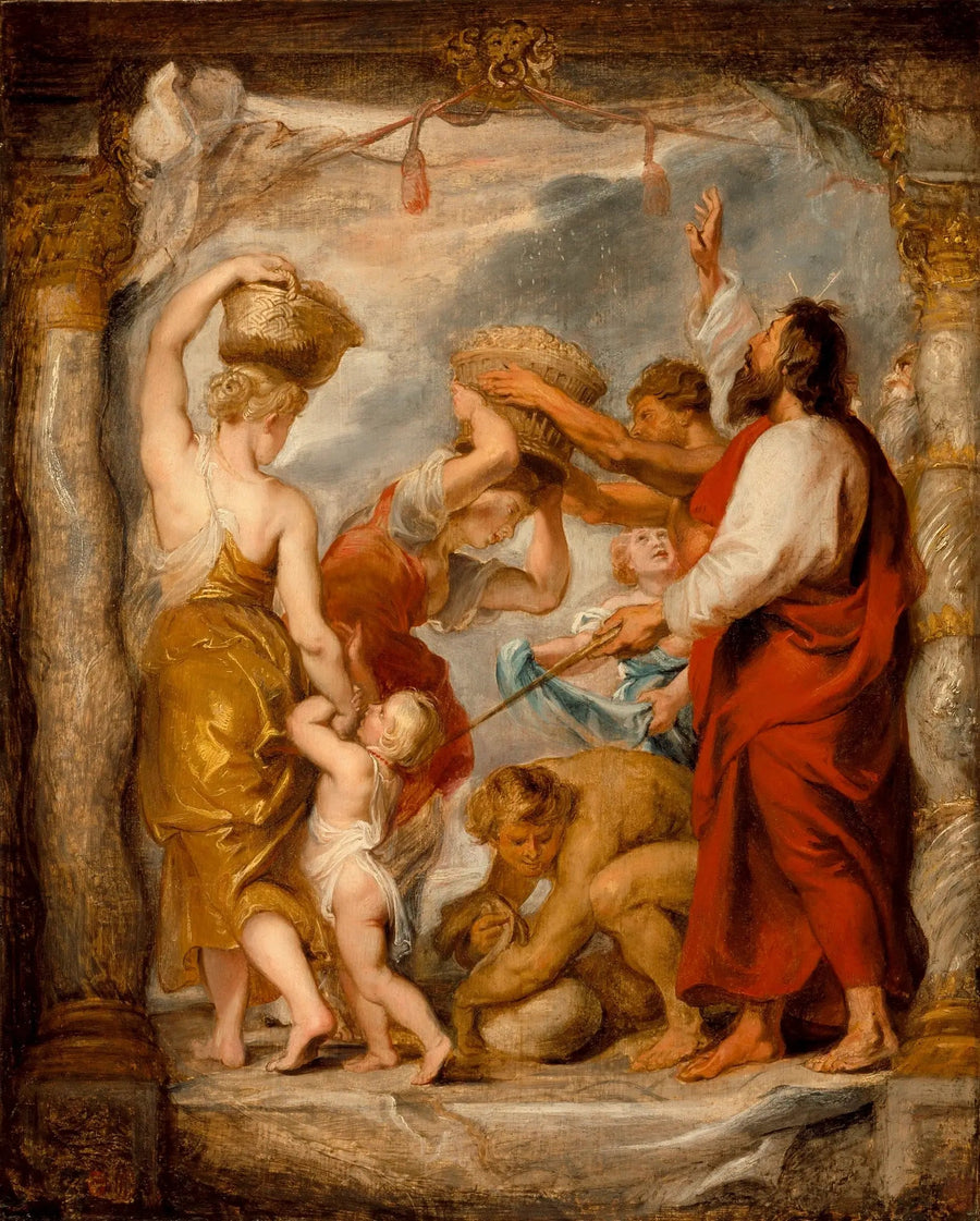 Israelerna samlar manna i öknen - Peter Paul Rubens