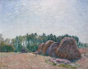 Högar av halm i Moret - morgoneffekt - Alfred Sisley